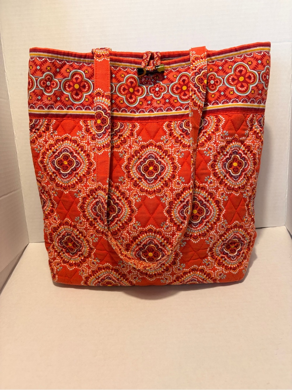 Vera Bradley Quilted Orange Patterned Tote Bag - Stylish Everyday Carry